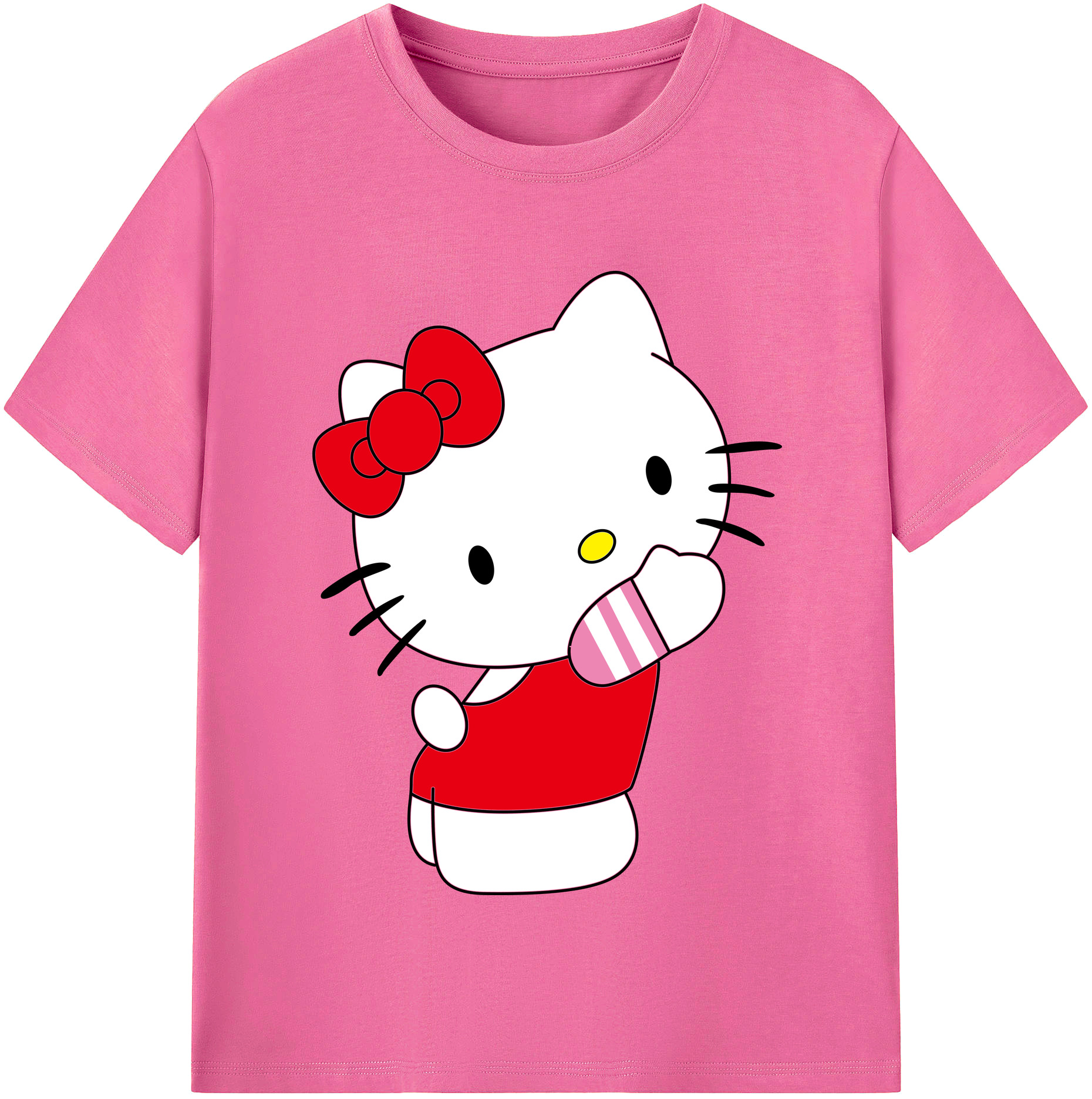 （画像用） Hello Kitty ハローキティ レディースカジュアルプリントTシャツ（綿100％）